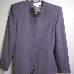 Christian Dior Womens Navy Blue Button Down Vintage Blazer Shoulder Pads Size 2